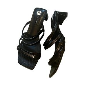 Topshop black strappy trendy heels